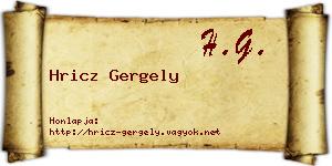 Hricz Gergely névjegykártya